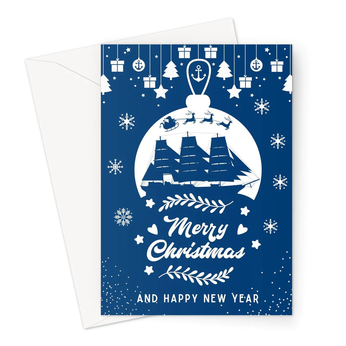 Nautical Christmas card, tall ship bauble Great Harbour Gifts