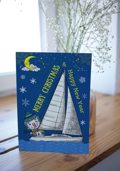 Nautical Christmas cards, Yachting snowman. Great Harbour Gifts