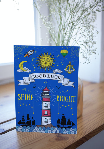 Nautical Good Luck Card, Good luck & Shine Bright Great Harbour Gifts