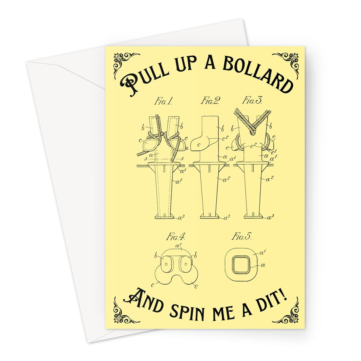 Nautical any occasion card, 'Pull up a bollard and spin me a dit! Great Harbour Gifts