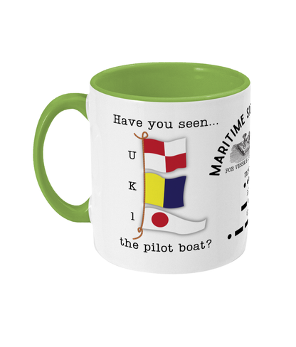 Nautical code flag mug, Have you seen the pilot boat? Great Harbour Gifts