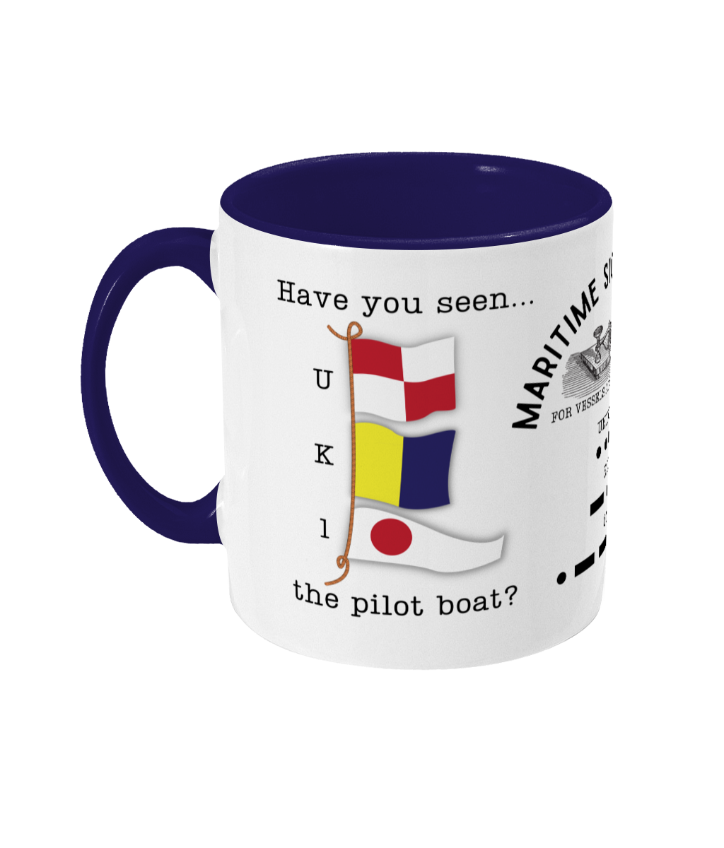 Nautical code flag mug, Have you seen the pilot boat? Great Harbour Gifts