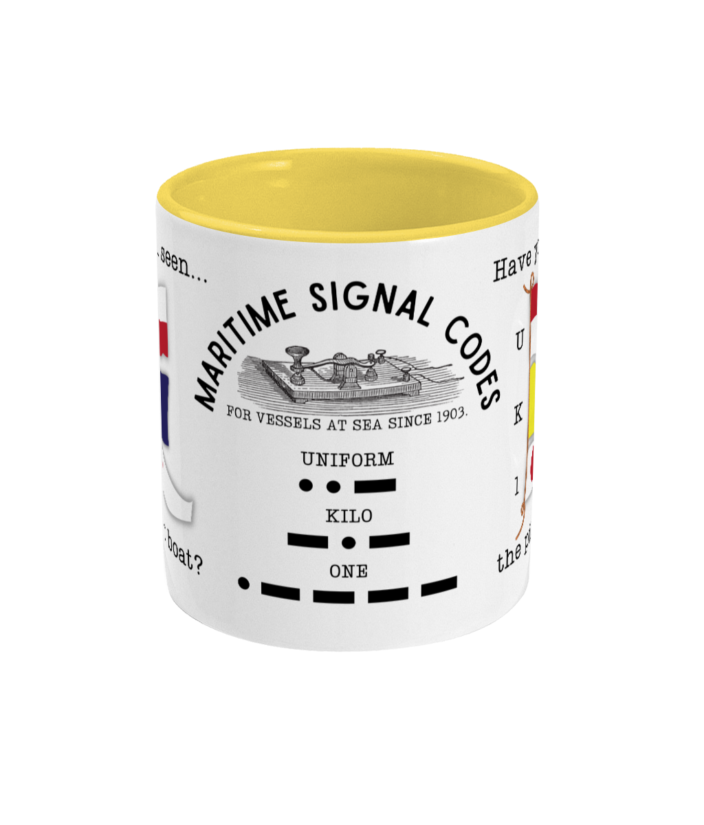 Nautical code flag mug, Have you seen the pilot boat? Great Harbour Gifts