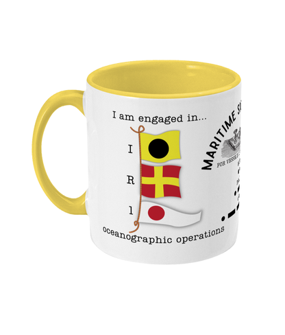 Nautical code flag mug, I am engaged in oceanographic operations Great Harbour Gifts