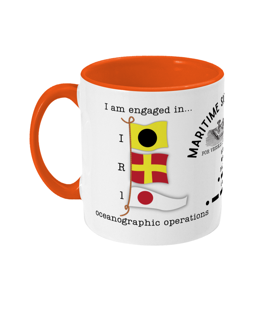 Nautical code flag mug, I am engaged in oceanographic operations Great Harbour Gifts