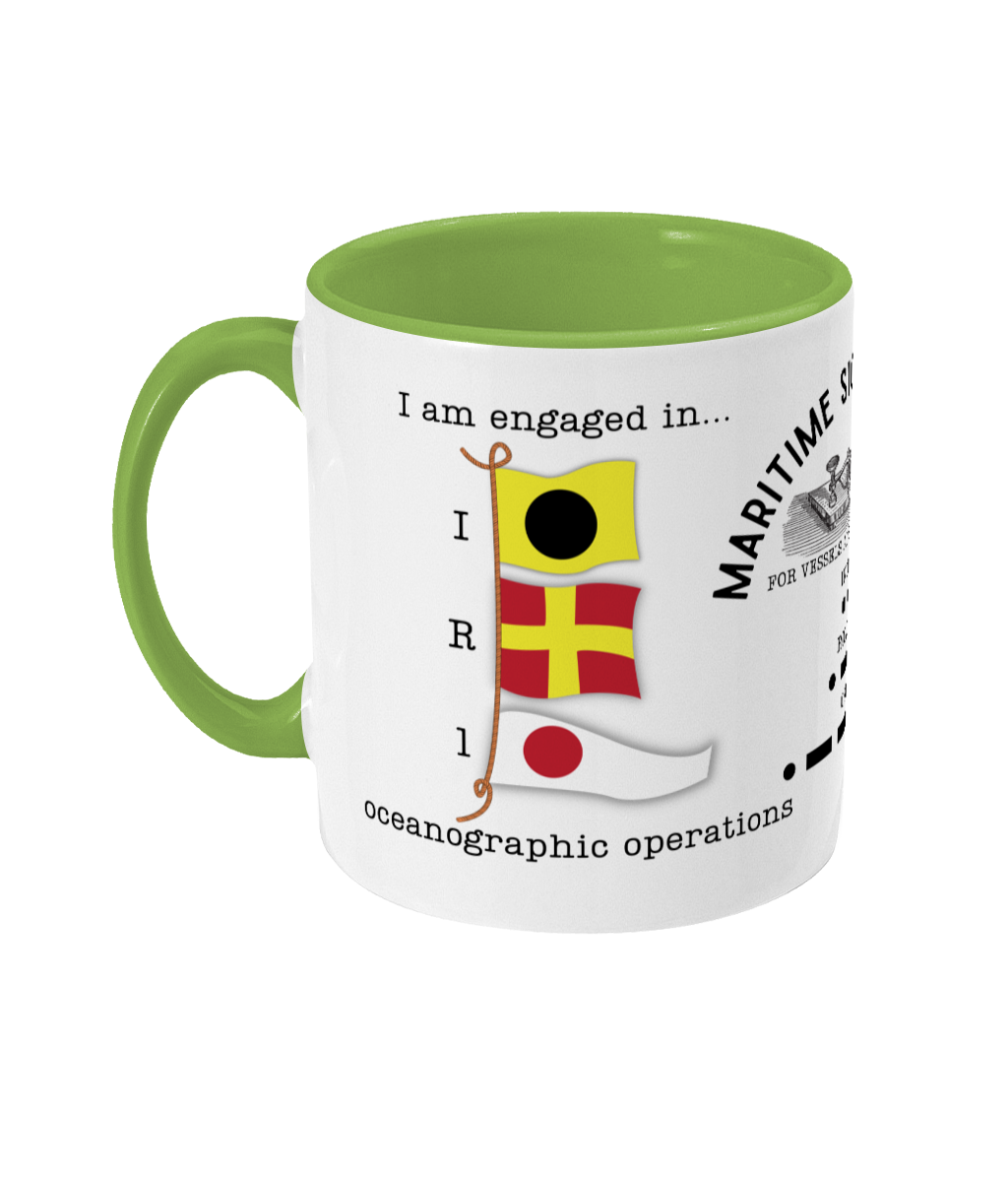 Nautical code flag mug, I am engaged in oceanographic operations Great Harbour Gifts