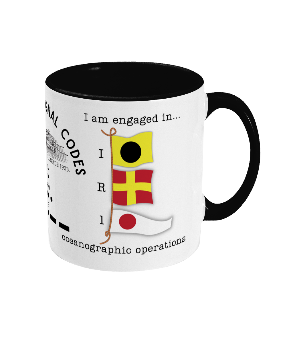 Nautical code flag mug, I am engaged in oceanographic operations Great Harbour Gifts