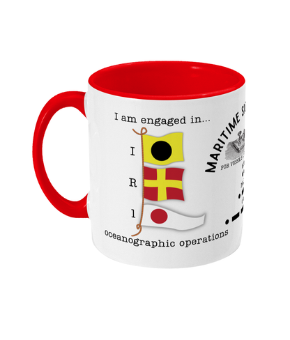 Nautical code flag mug, I am engaged in oceanographic operations Great Harbour Gifts