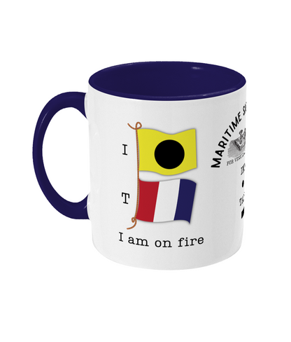 Nautical code flag mug, I am on fire Great Harbour Gifts