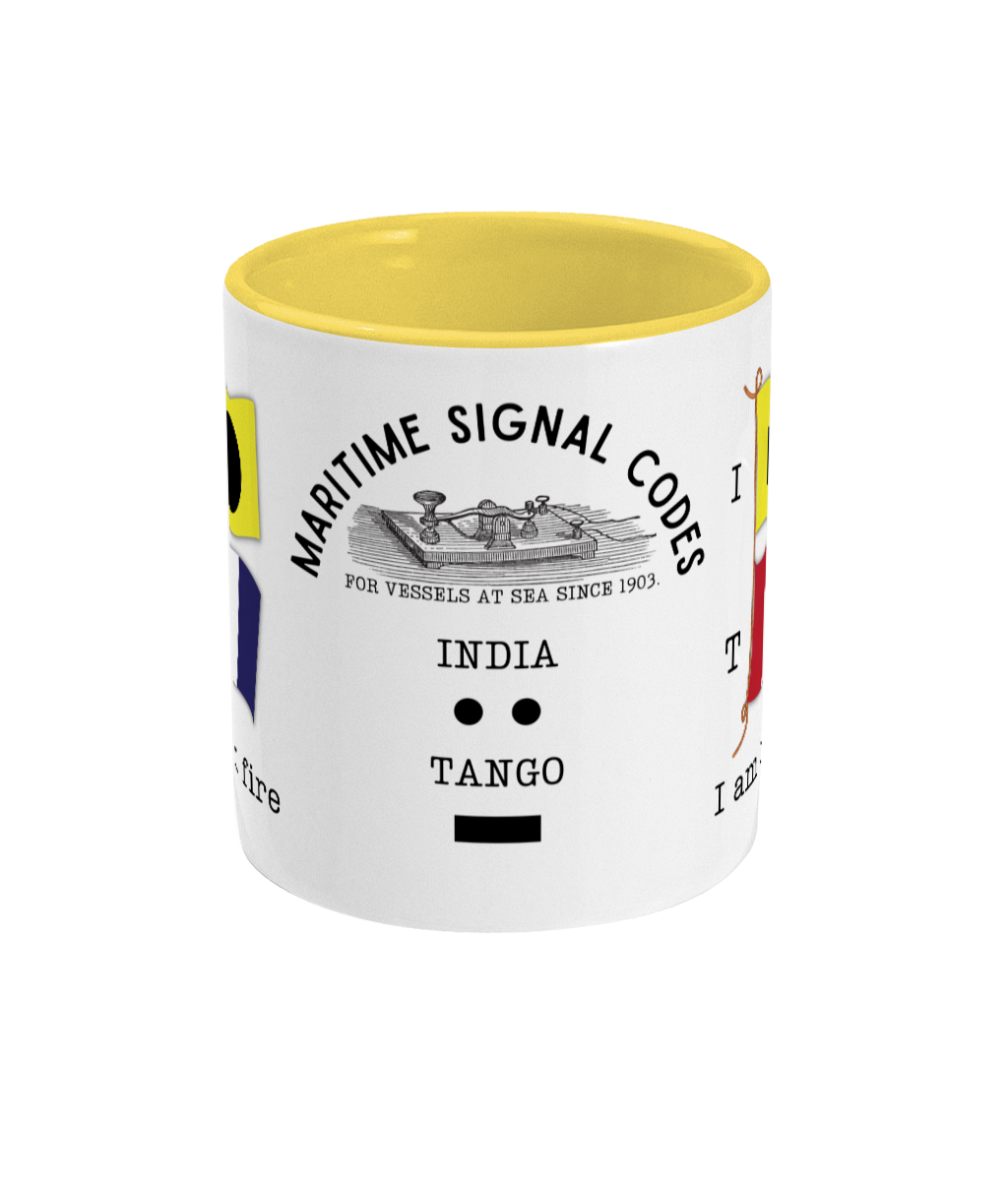 Nautical code flag mug, I am on fire Great Harbour Gifts