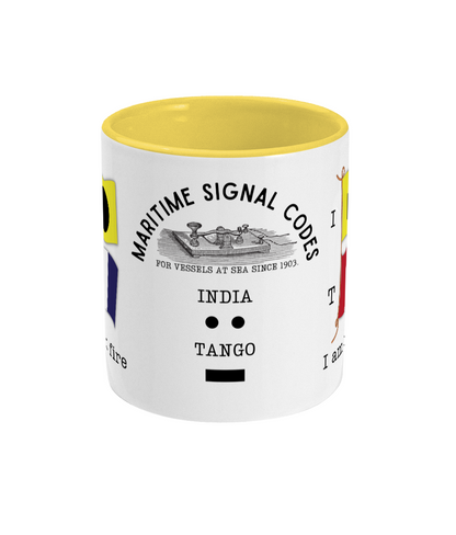 Nautical code flag mug, I am on fire Great Harbour Gifts