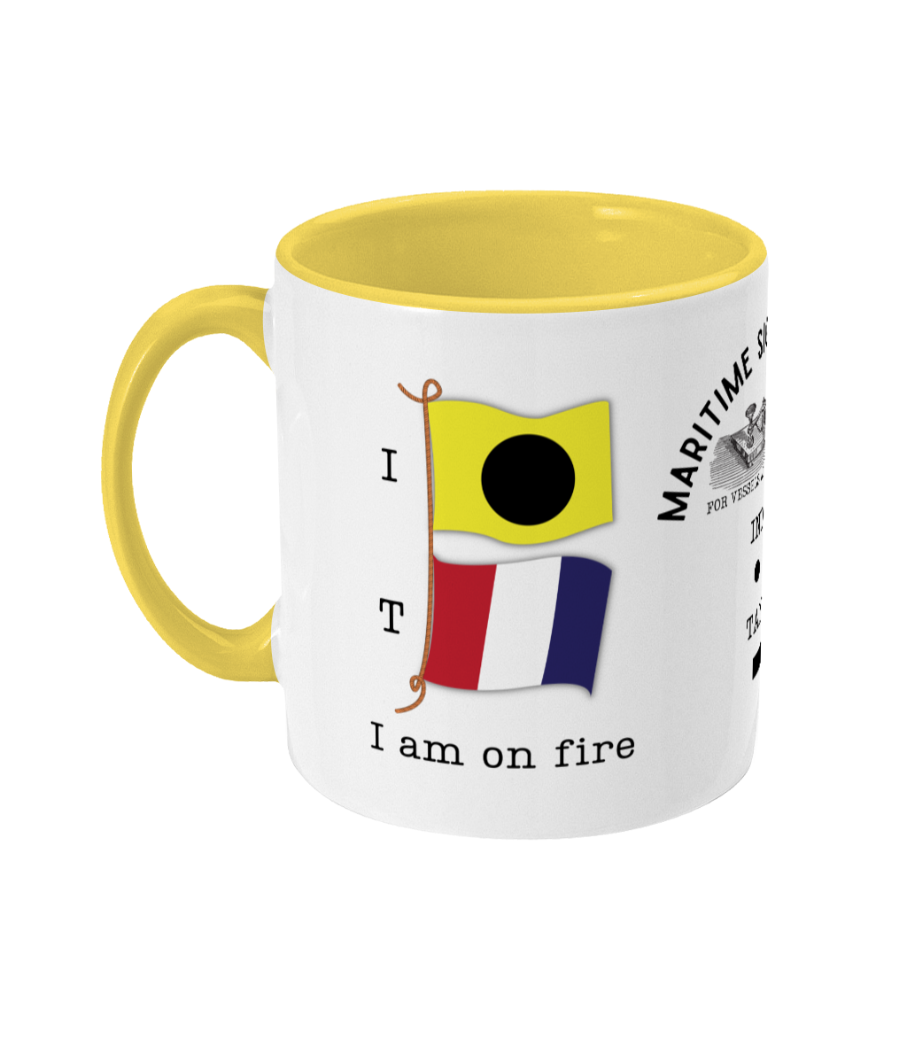 Nautical code flag mug, I am on fire Great Harbour Gifts