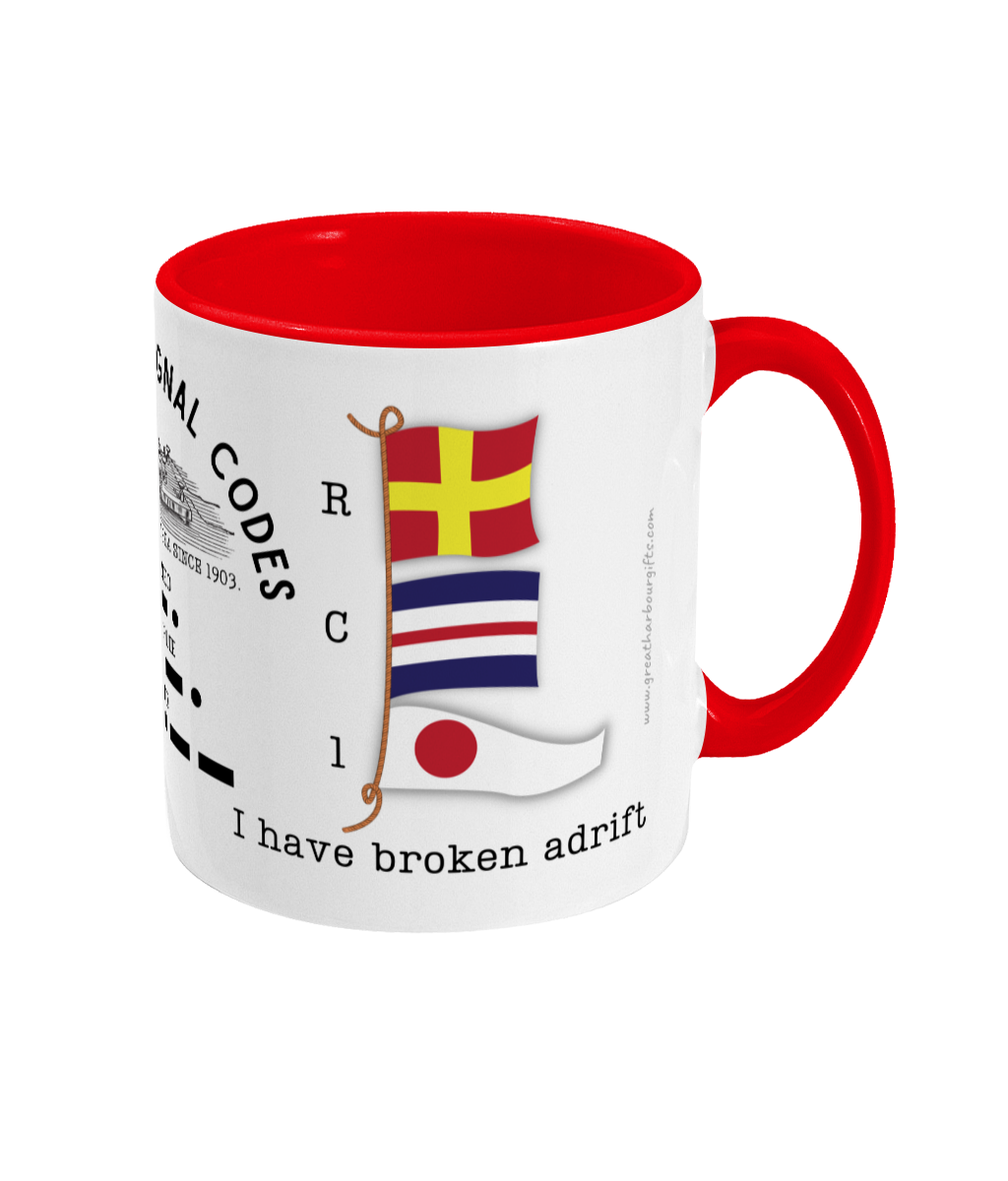 Nautical code flag mug, I have broken adrift Great Harbour Gifts