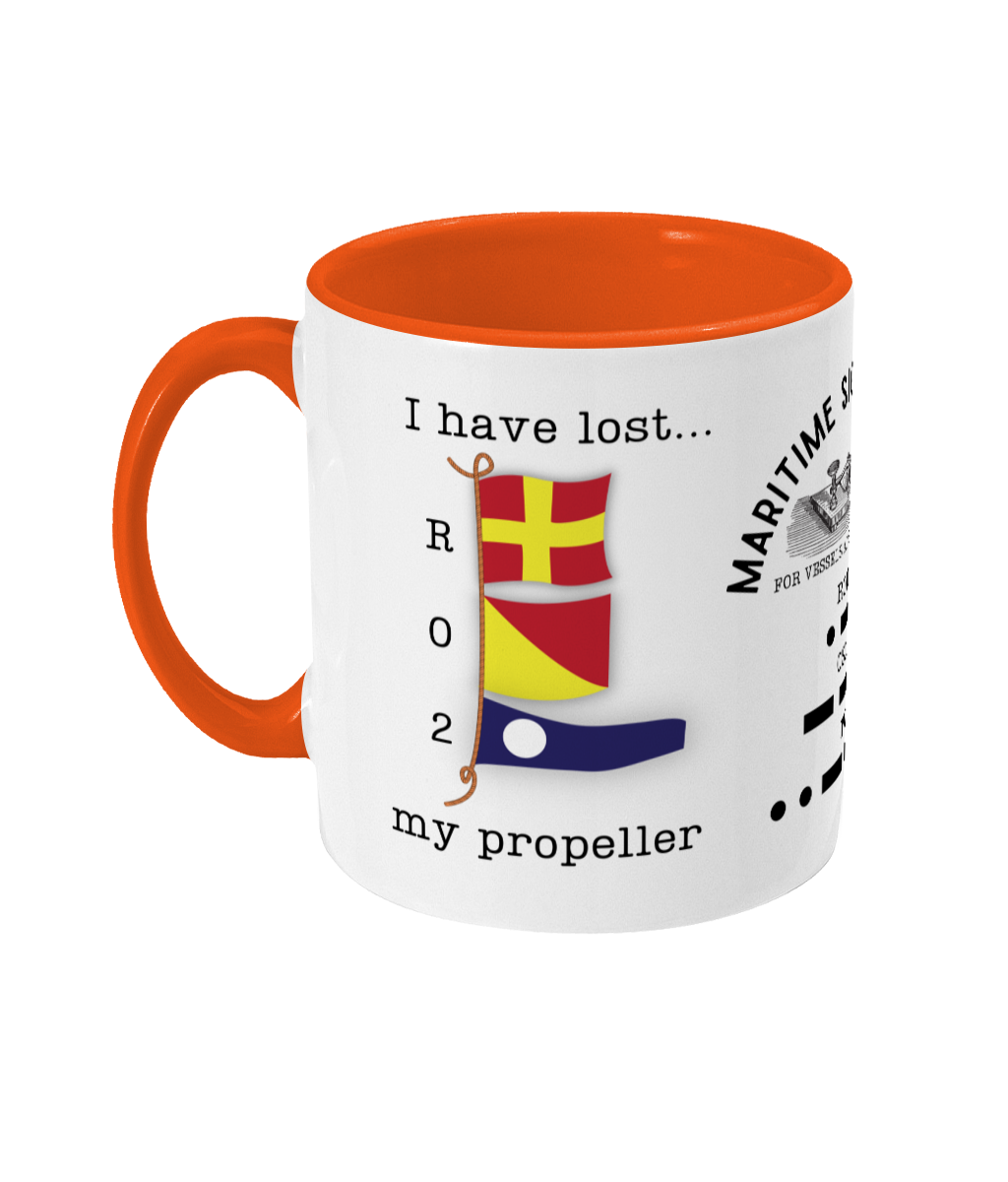 Nautical code flag mug, I have lost my propeller Great Harbour Gifts