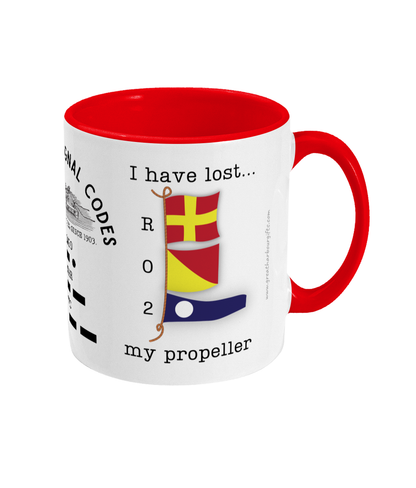 Nautical code flag mug, I have lost my propeller Great Harbour Gifts