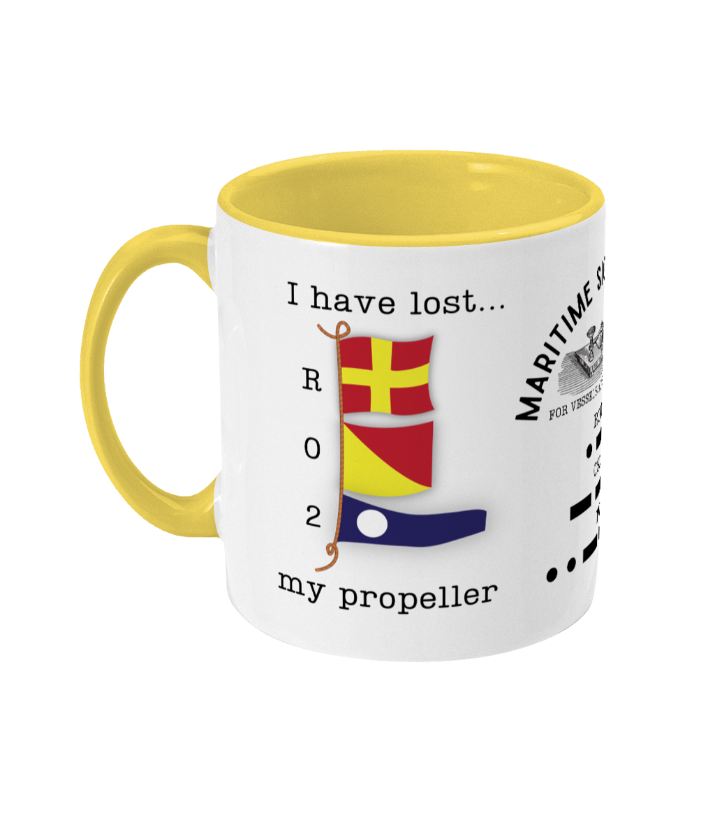 Nautical code flag mug, I have lost my propeller Great Harbour Gifts