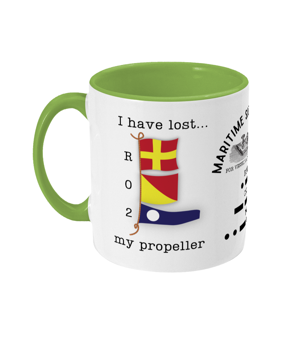 Nautical code flag mug, I have lost my propeller Great Harbour Gifts