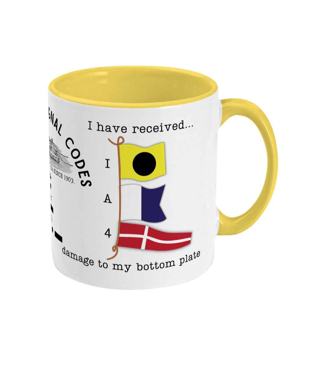 Nautical code flag mug, I have received damage to my bottom plate Great Harbour Gifts