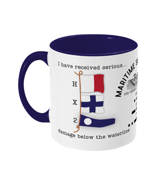 Nautical code flag mug, I received damage below the waterline Great Harbour Gifts