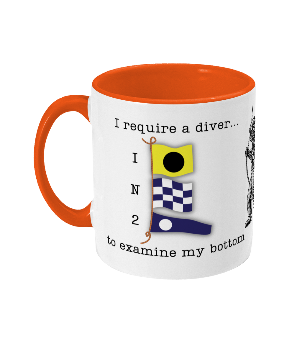 Nautical code flag mug, I require a diver to examine my bottom Great Harbour Gifts