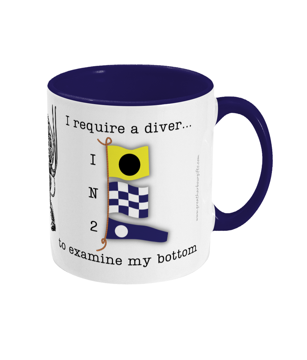 Nautical code flag mug, I require a diver to examine my bottom Great Harbour Gifts