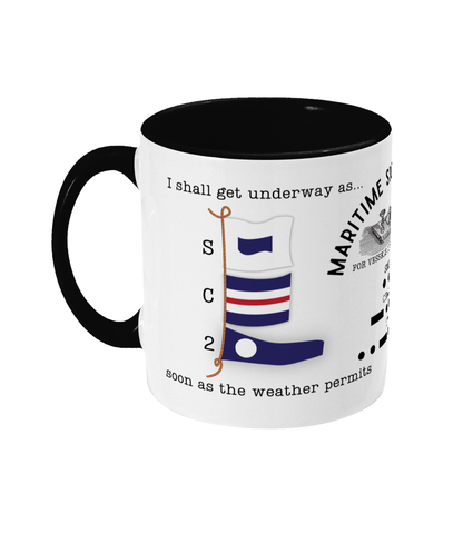 Nautical code flag mug, I shall get underway as soon as the weather permits Great Harbour Gifts