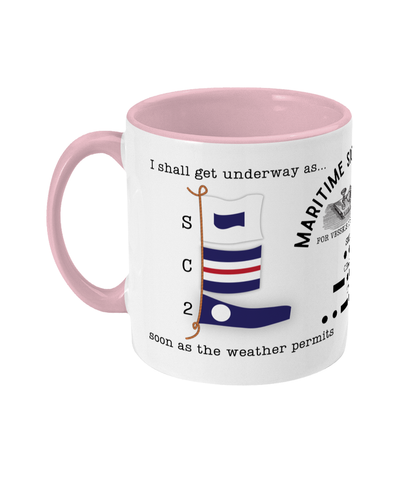 Nautical code flag mug, I shall get underway as soon as the weather permits Great Harbour Gifts