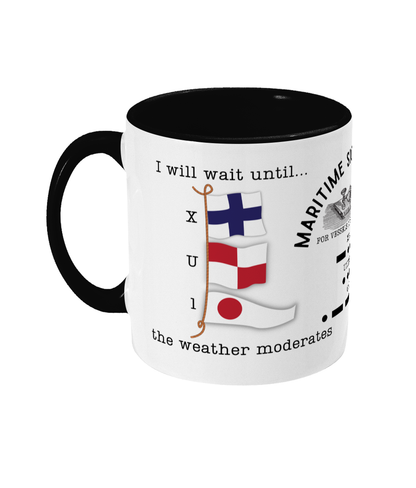 Nautical code flag mug, I will wait until weather moderates Great Harbour Gifts