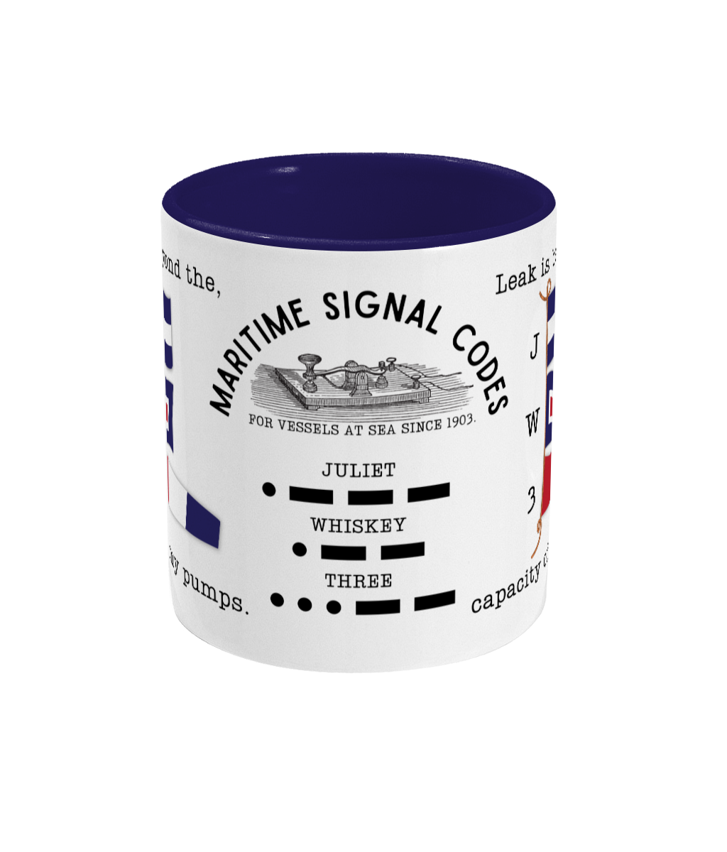 Nautical code flag mug, Leak is beyond the capacity of my pumps Great Harbour Gifts