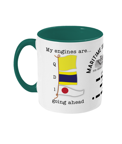 Nautical code flag mug, My engines are going ahead Great Harbour Gifts