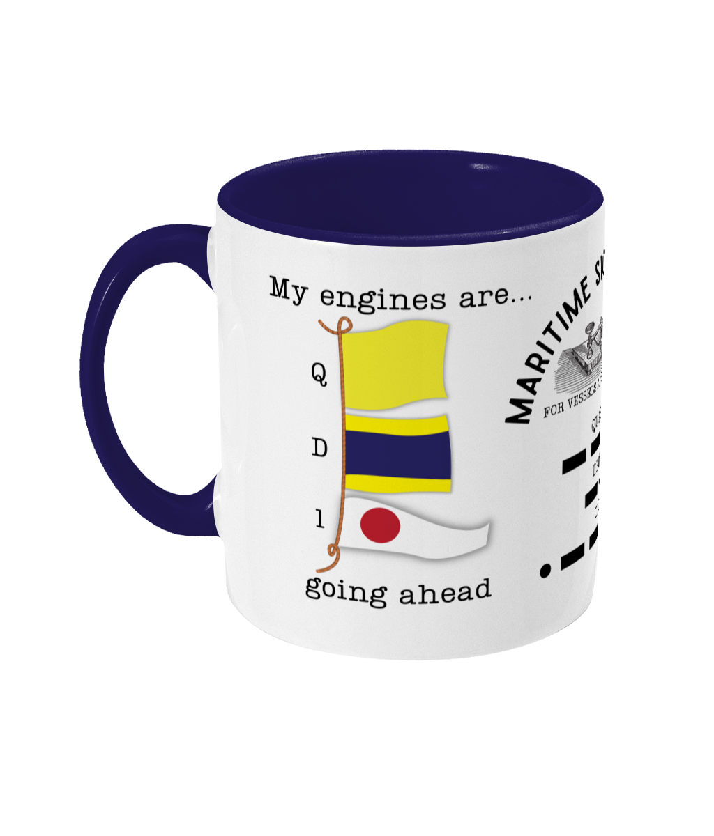 Nautical code flag mug, My engines are going ahead Great Harbour Gifts