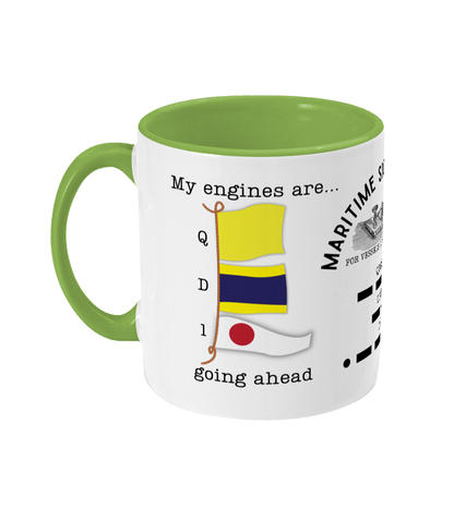 Nautical code flag mug, My engines are going ahead Great Harbour Gifts