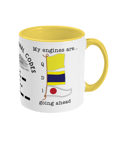 Nautical code flag mug, My engines are going ahead Great Harbour Gifts