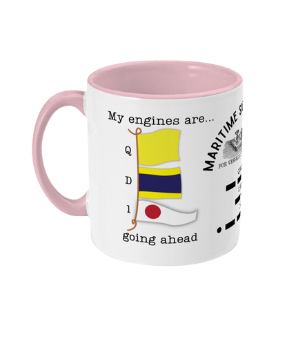 Nautical code flag mug, My engines are going ahead Great Harbour Gifts