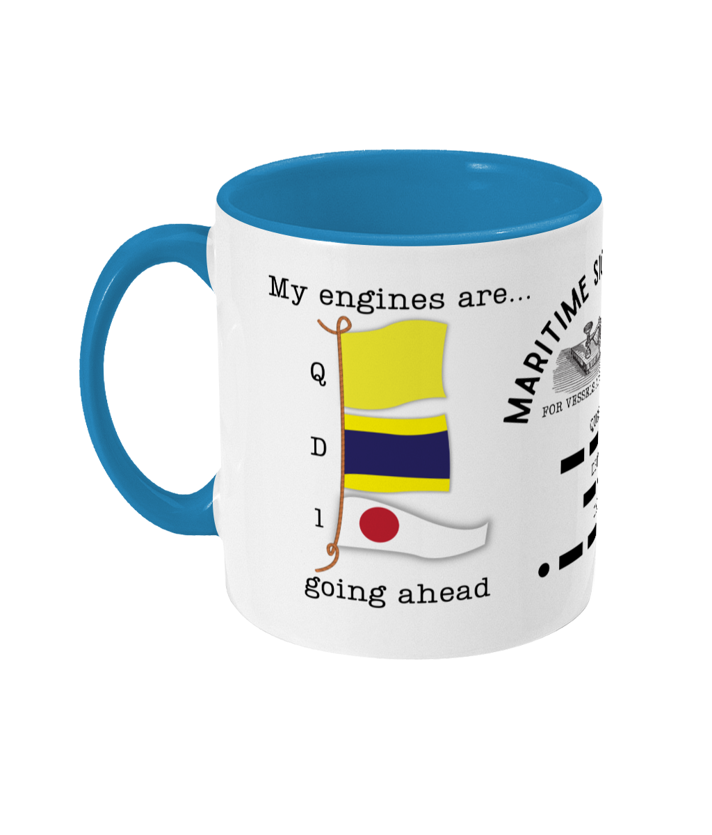 Nautical code flag mug, My engines are going ahead Great Harbour Gifts