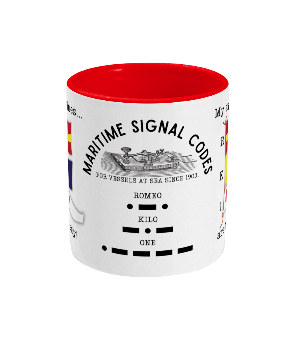 Nautical code flag mug, My engines are ready! Great Harbour Gifts