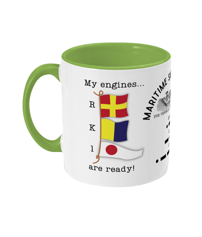 Nautical code flag mug, My engines are ready! Great Harbour Gifts