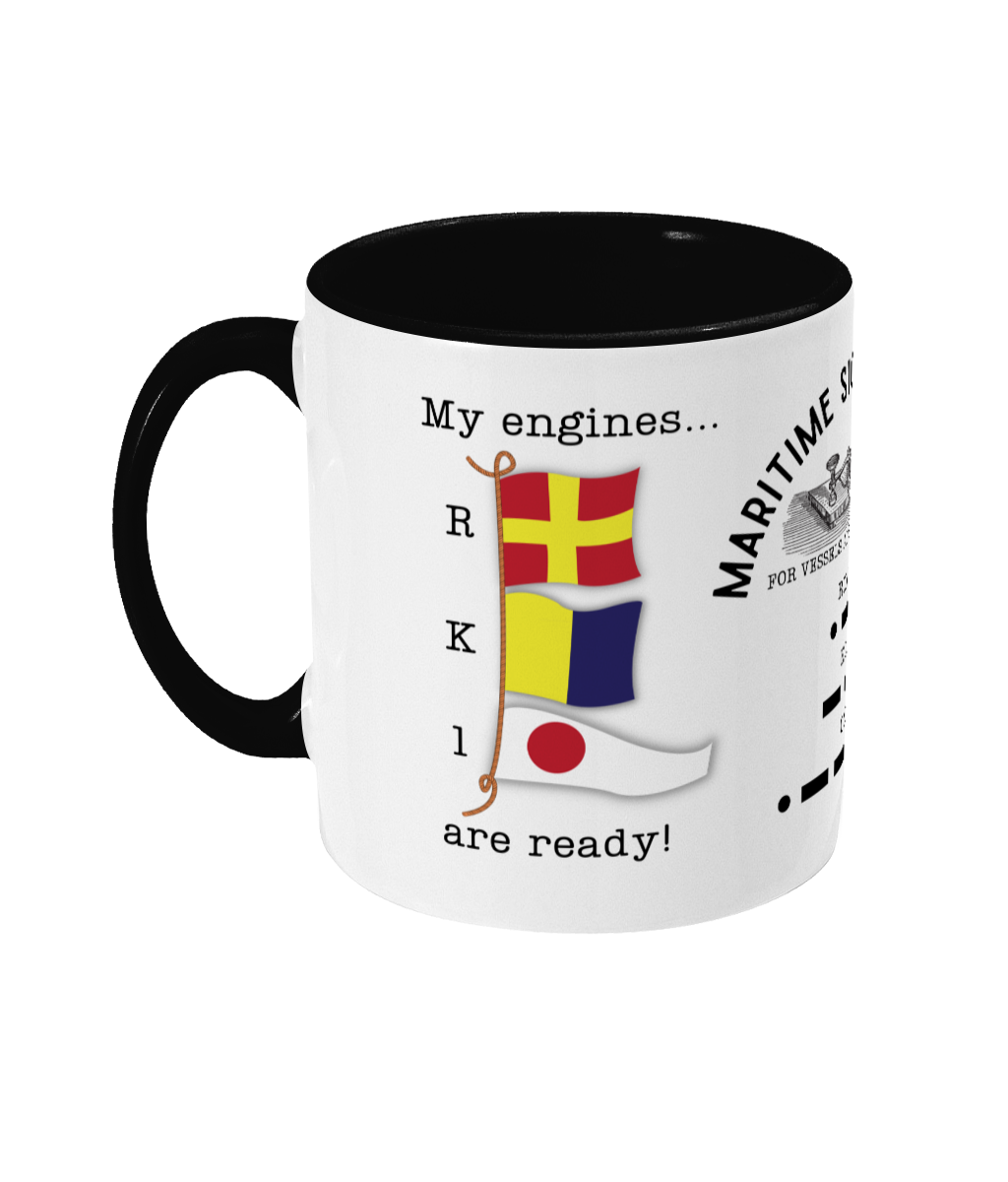 Nautical code flag mug, My engines are ready! Great Harbour Gifts