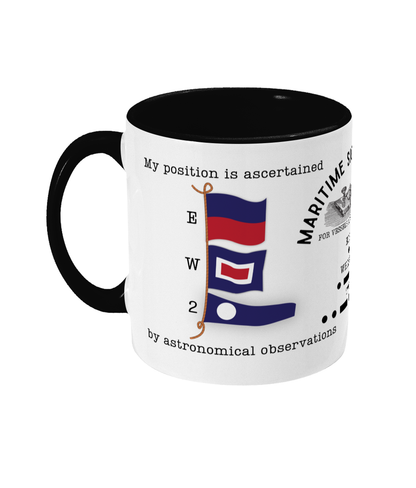 Nautical code flag mug, My position is ascertained by astronomical observations Great Harbour Gifts