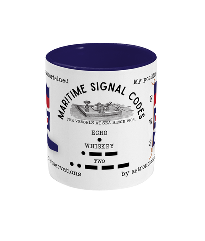 Nautical code flag mug, My position is ascertained by astronomical observations Great Harbour Gifts