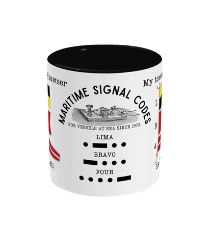 Nautical code flag mug, My towing hawser is fast Great Harbour Gifts