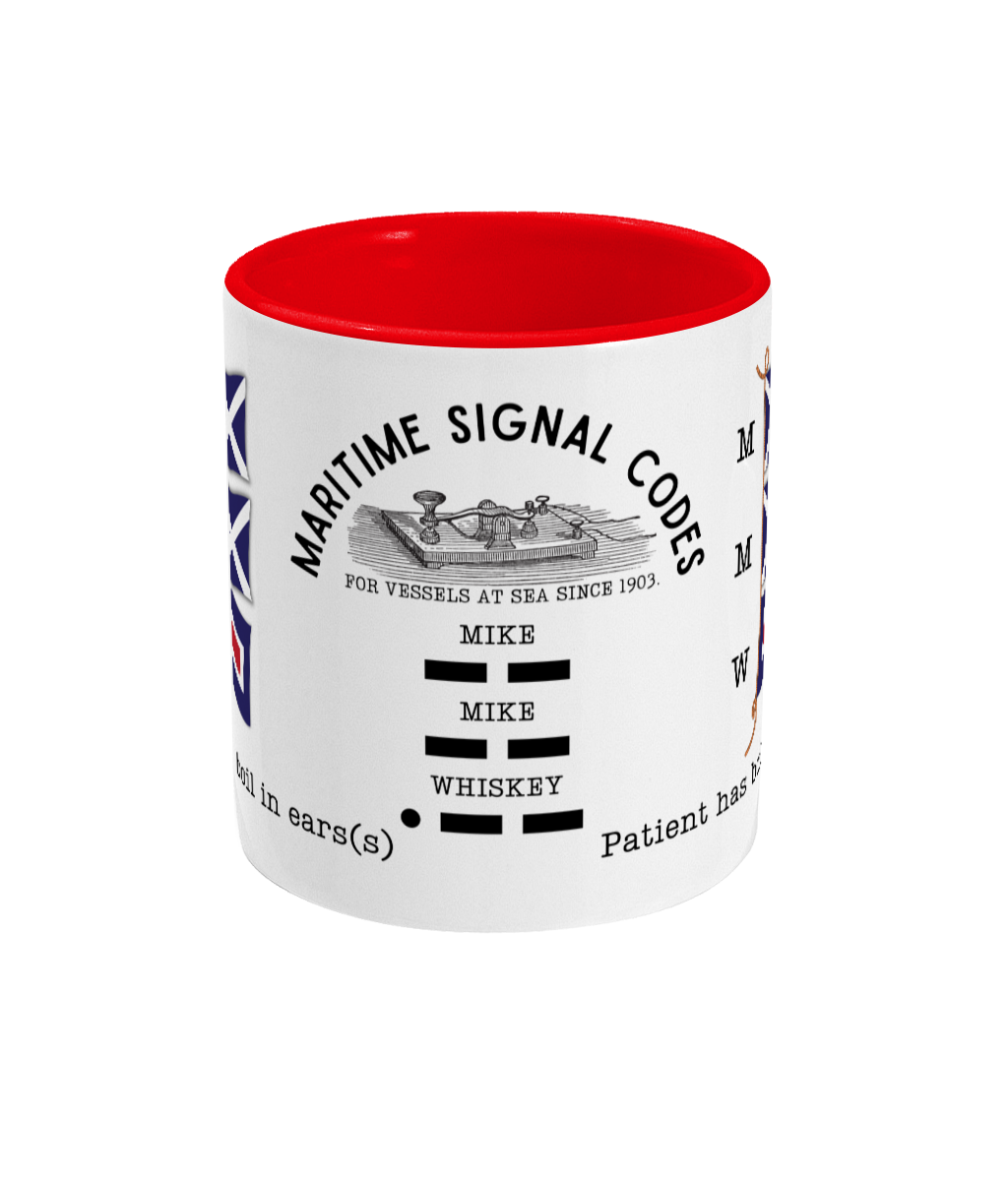 Nautical code flag mug, Patient has boil in ear(s) Great Harbour Gifts