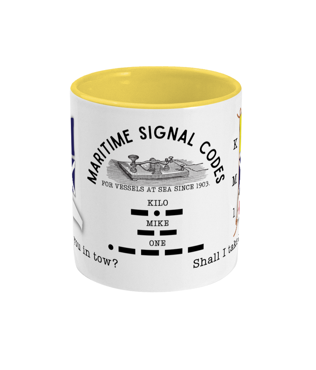 Nautical code flag mug, Shall I take you in tow? Great Harbour Gifts