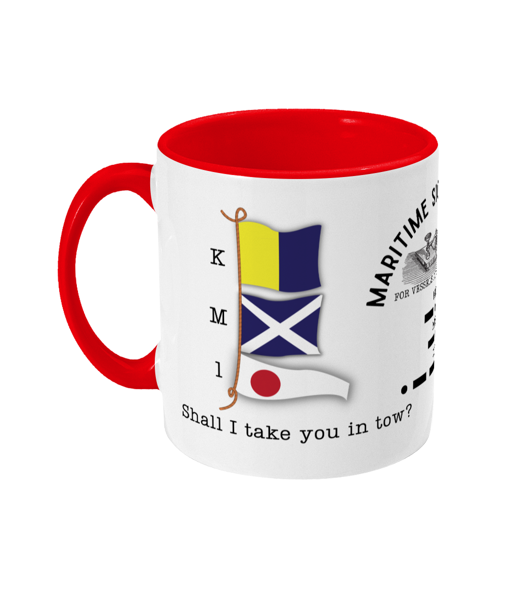 Nautical code flag mug, Shall I take you in tow? Great Harbour Gifts