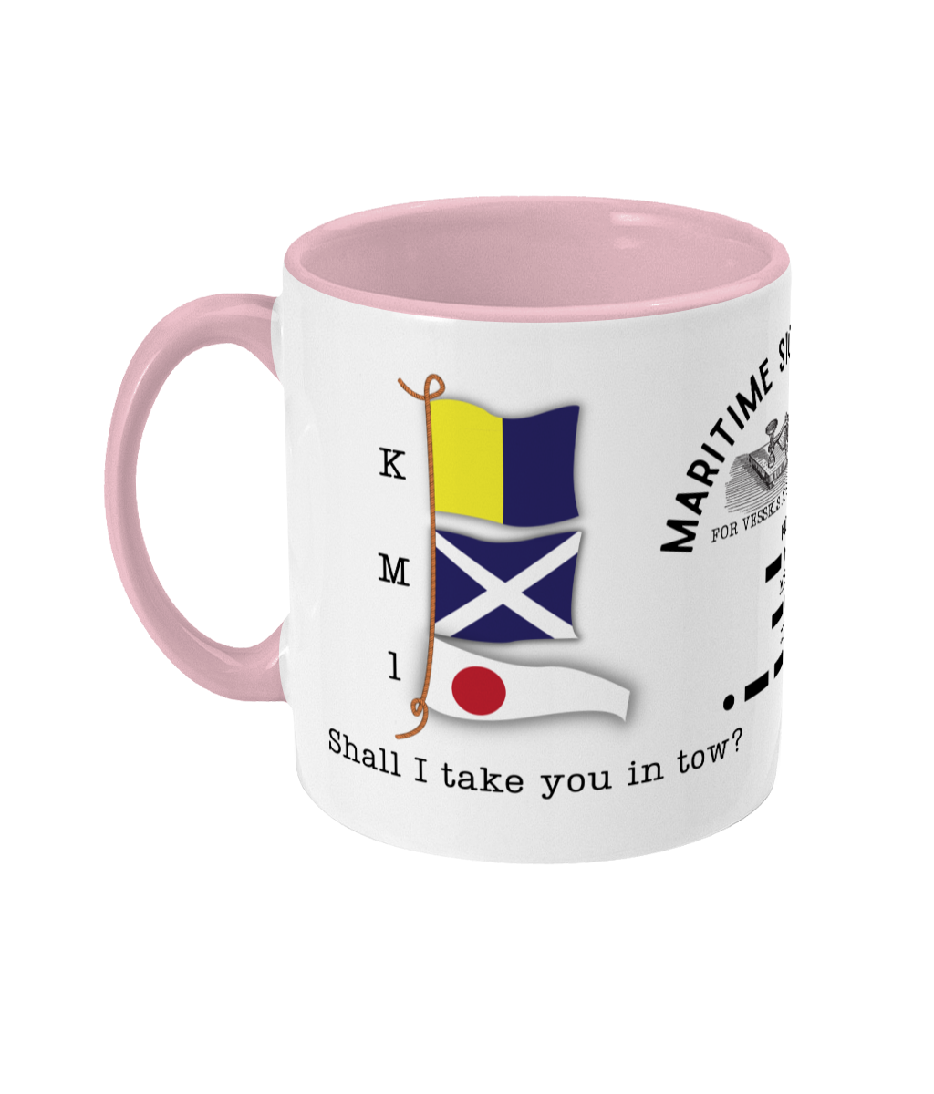 Nautical code flag mug, Shall I take you in tow? Great Harbour Gifts