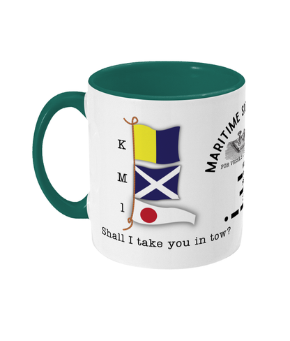 Nautical code flag mug, Shall I take you in tow? Great Harbour Gifts