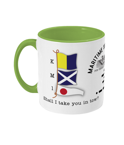 Nautical code flag mug, Shall I take you in tow? Great Harbour Gifts