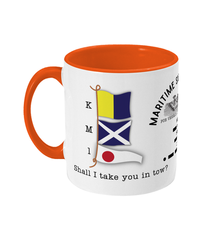 Nautical code flag mug, Shall I take you in tow? Great Harbour Gifts