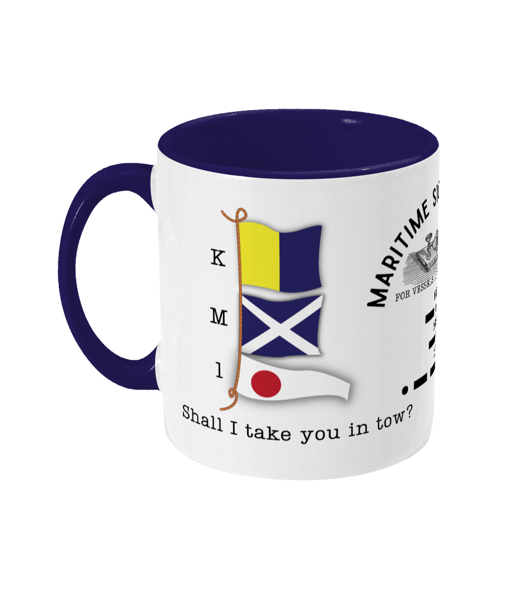 Nautical code flag mug, Shall I take you in tow? Great Harbour Gifts