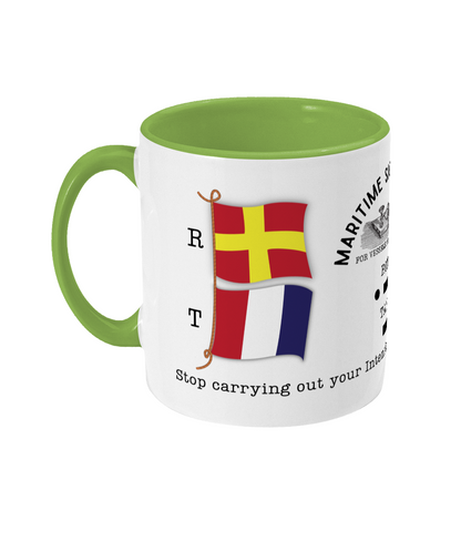 Nautical code flag mug, Stop carrying out your Intentions and watch for my signals Great Harbour Gifts